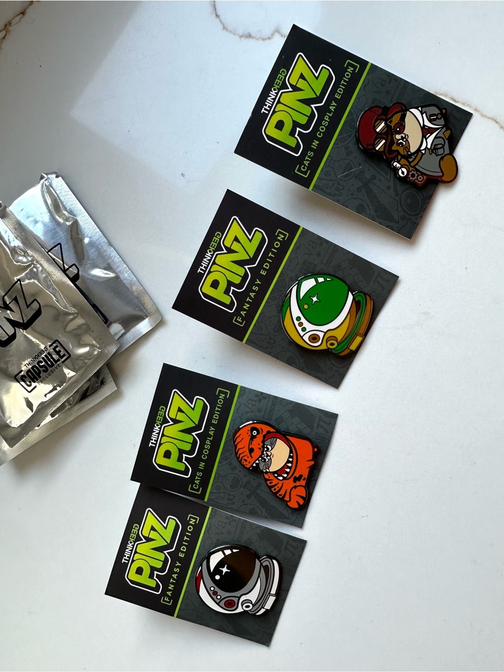 PNZ ThinkGeek GeekFuel Enamel Pin Lot Cats in Cosplay Fantasy Edition